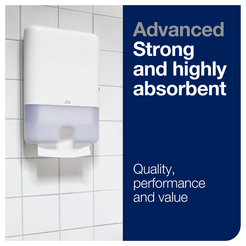 Tork® Advanced Multifold Hand Towel, 3-Panel, 1-Ply, 250 Towels/Pack, 16 Packs/Case