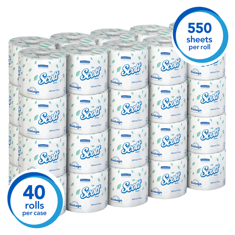 Scott® Standard Roll Bathroom Tissue, Ecology Certified, White, 40 Rolls/Case, Made in Canada