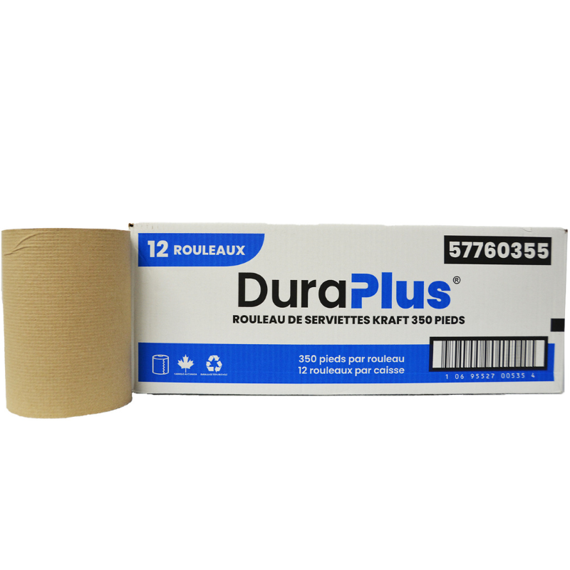Kraft Roll Towel, Dura Plus 2" Core 12 x 350'