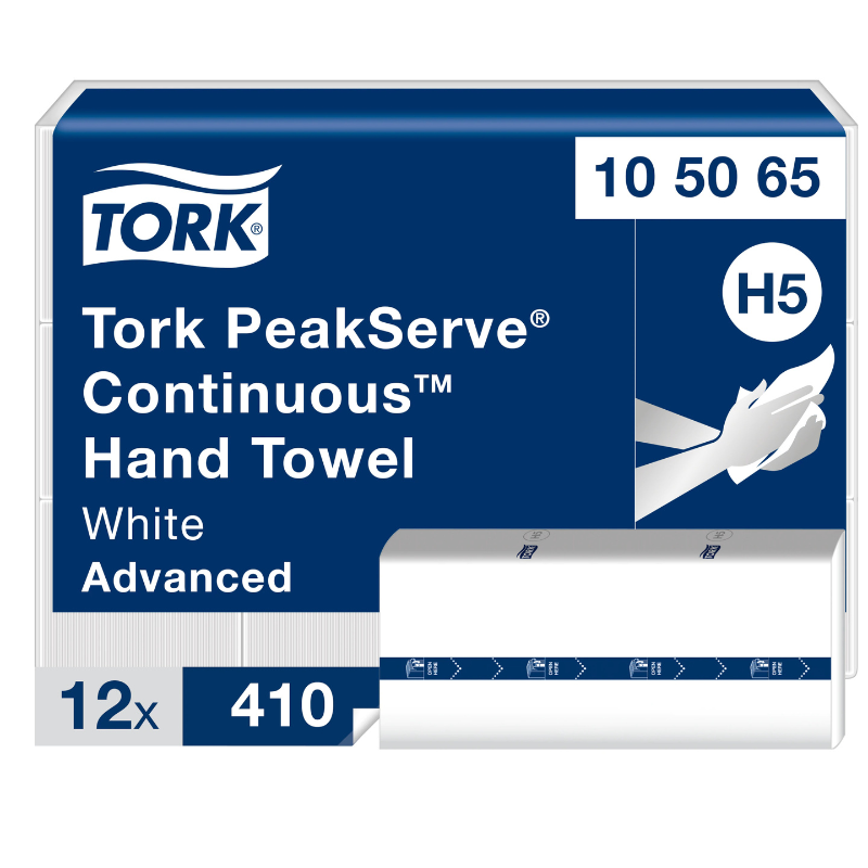 Tork Advanced PeakServe® Continuous Hand Towel, White, 1 Ply, 410 Sheets/Pack