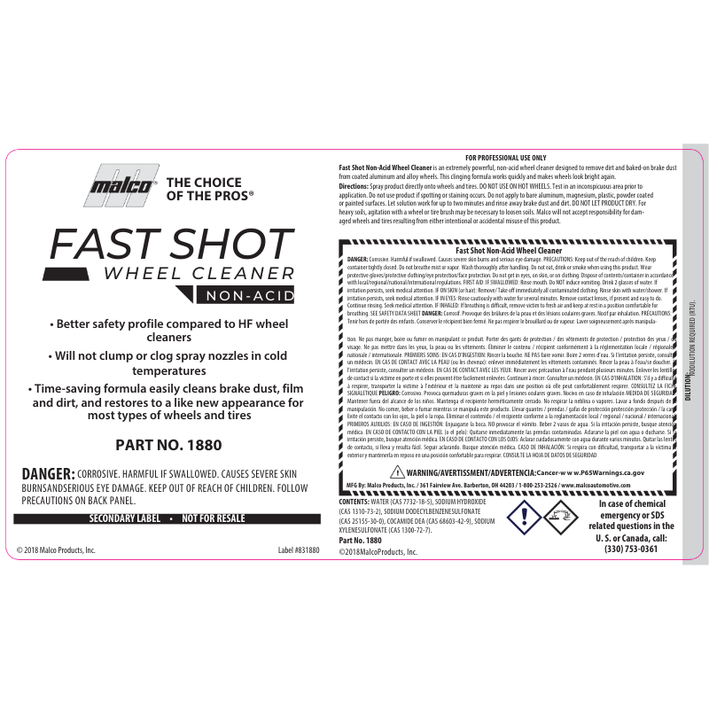 Label; Fast Shot Non Acid Wheel Cleaner GHS